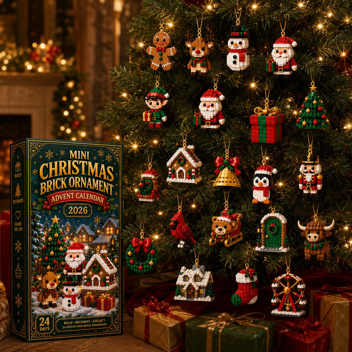 ⏳ Last day! 49% Off 🎄 24-Day Christmas Ornament Advent Calendar| 24 buildable ornaments for your tree & holiday decor 🧱