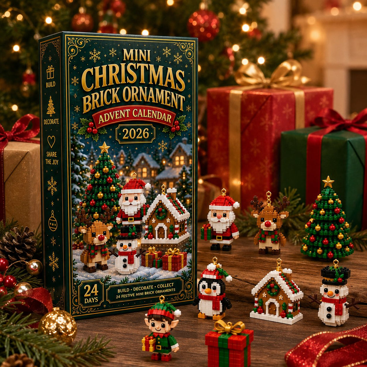 ⏳ Last day! 49% Off 🎄 24-Day Christmas Ornament Advent Calendar| 24 buildable ornaments for your tree & holiday decor 🧱