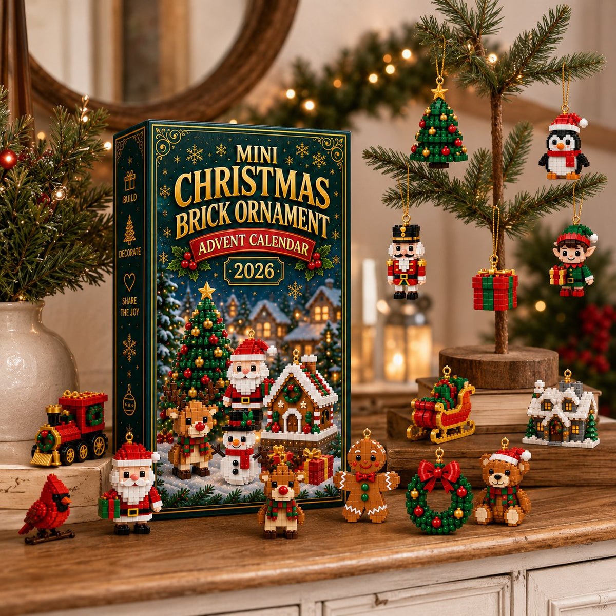 ⏳ Last day! 49% Off 🎄 24-Day Christmas Ornament Advent Calendar| 24 buildable ornaments for your tree & holiday decor 🧱