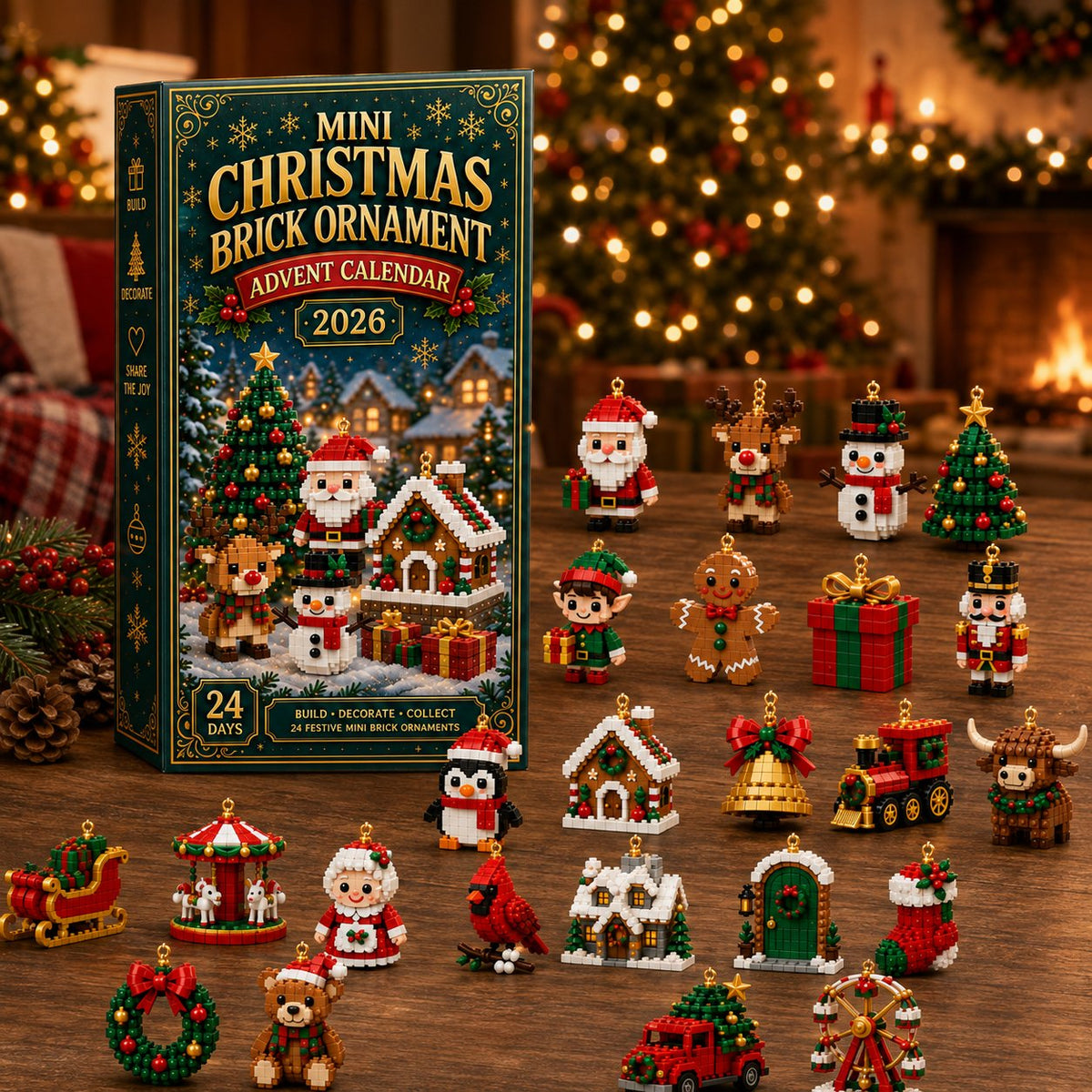 ⏳ Last day! 49% Off 🎄 24-Day Christmas Ornament Advent Calendar| 24 buildable ornaments for your tree & holiday decor 🧱